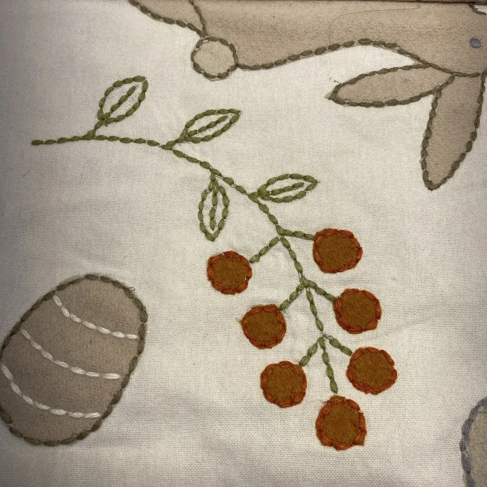 Rachel Ashwell Farmhouse Table Runner 14x72 Easter Bunny Spring Embroidered